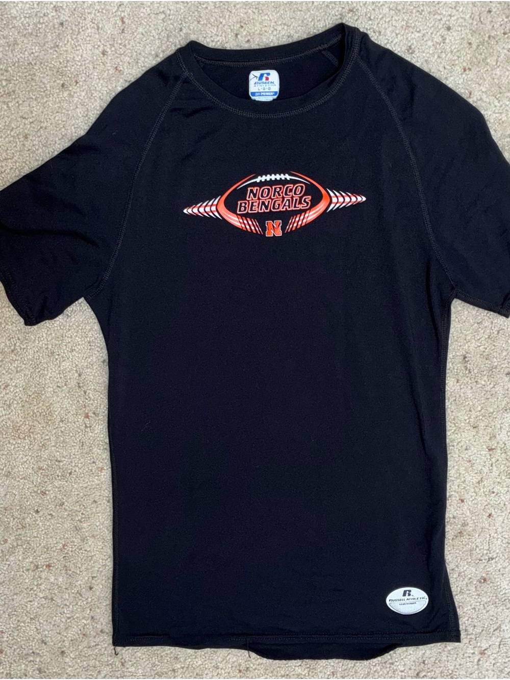 Russell Athletic Black Tee with Norco Bengals Football Logo